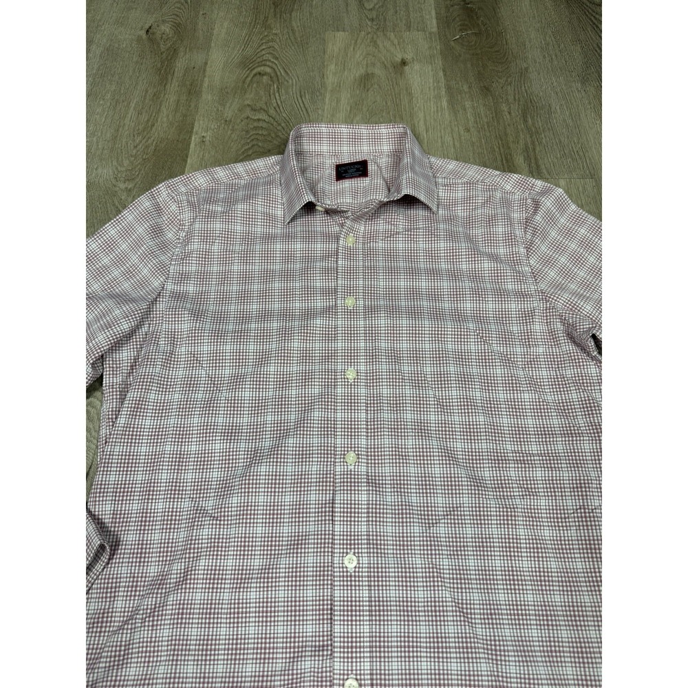 UNTUCKIT Men's Large Slim Fit Red Gingham Checkered Button Down Shirt